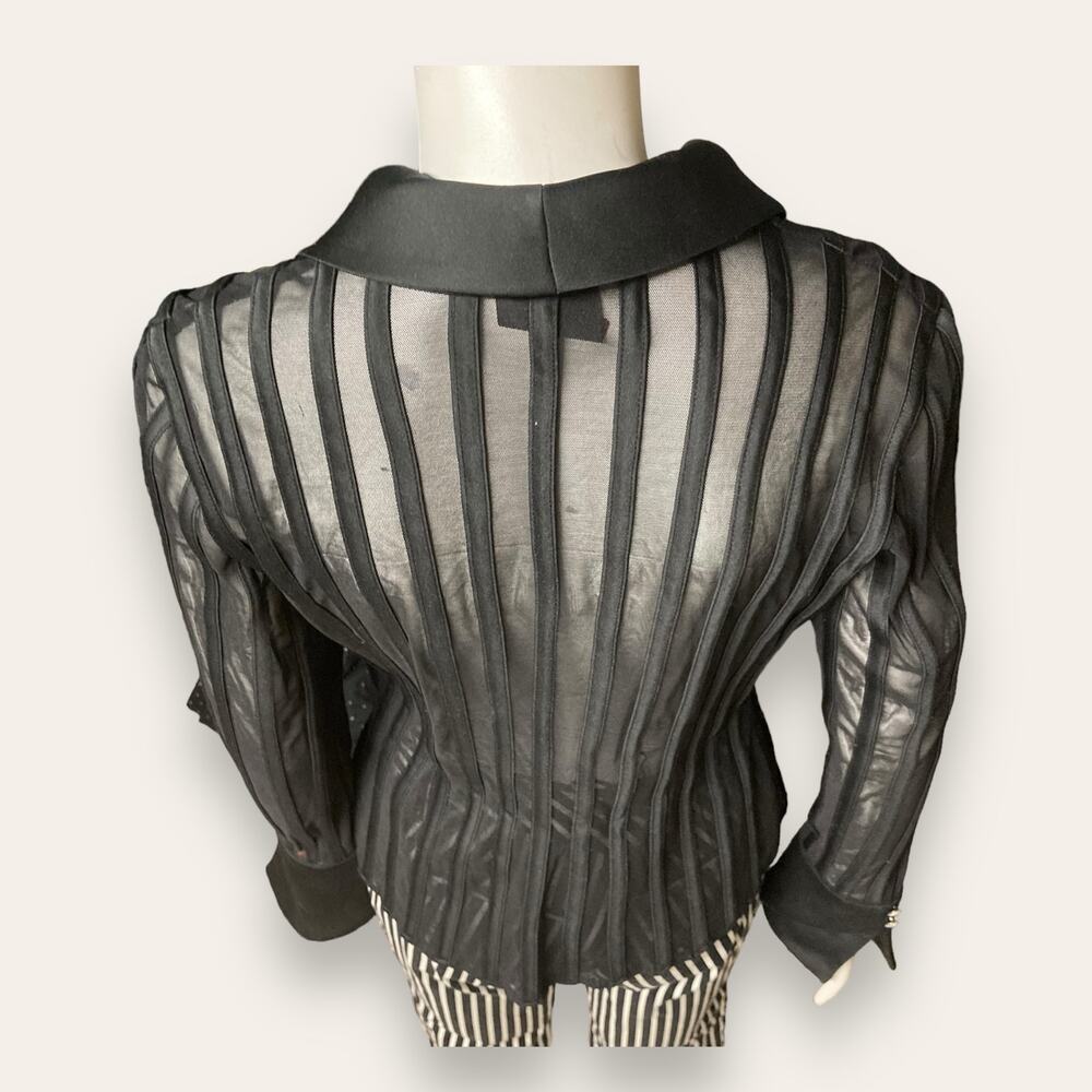 Js Collections Black Mesh Structured Gemstone Lon… - image 6